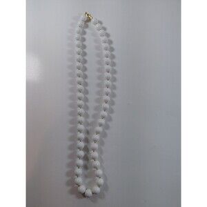 Napier Vintage White Beaded Necklace Gold Tone 24" Fashion Jewelry